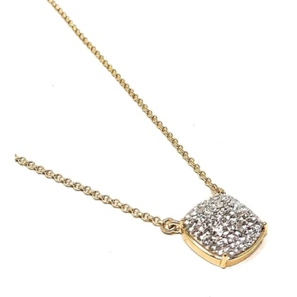 NWT Kate Spade New York Clay Pave Small Square Pendant necklace in gold - Picture 6 of 7